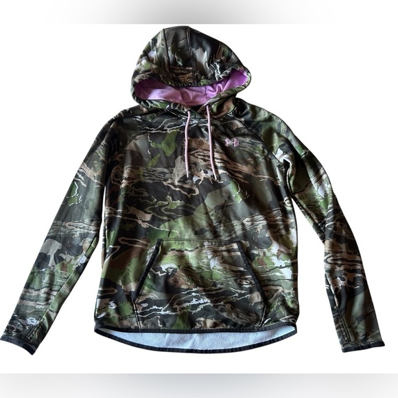 Under Armour Tops - Under Armour Camouflage Hoodie with Pink Interior